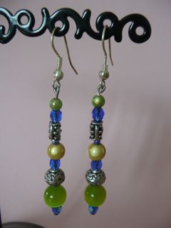 Boucles d'oreilles bleues et argent