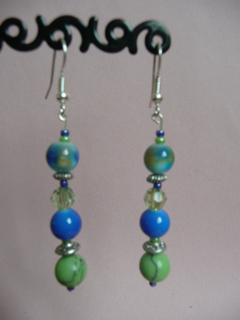 Boucles d'oreilles vertes et bleues