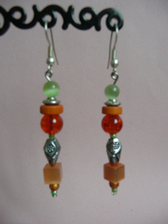 Boucles d'oreilles orange et verte