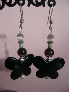 Boucles d'oreilles papillon noir