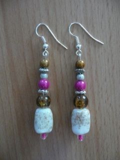Boucles d'oreilles marron et roses