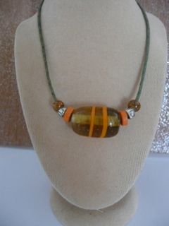 Collier perle en verre marron