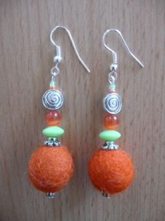 Boucles d'oreilles feutrine orange