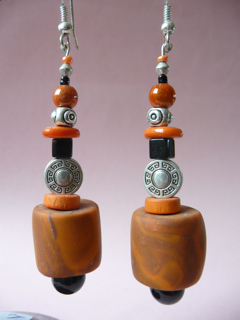 Boucles d'oreilles en fimo orange