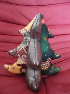 Sapin de Noël en tissu gris/jaune/vert/bleu